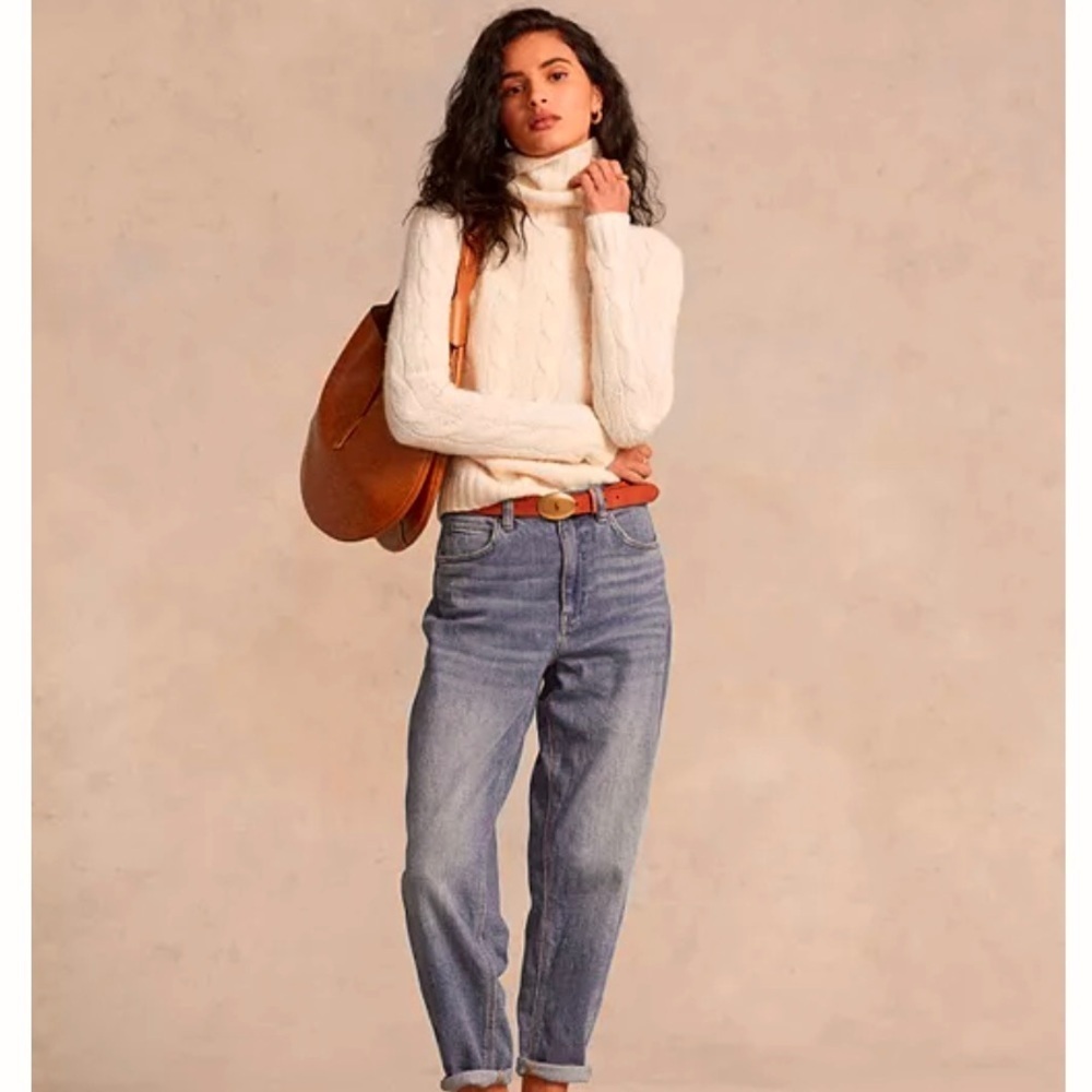 BOOMINGDALE'S Rabbit Hair Oversized Cable Knit Turtleneck Sweater, light pink